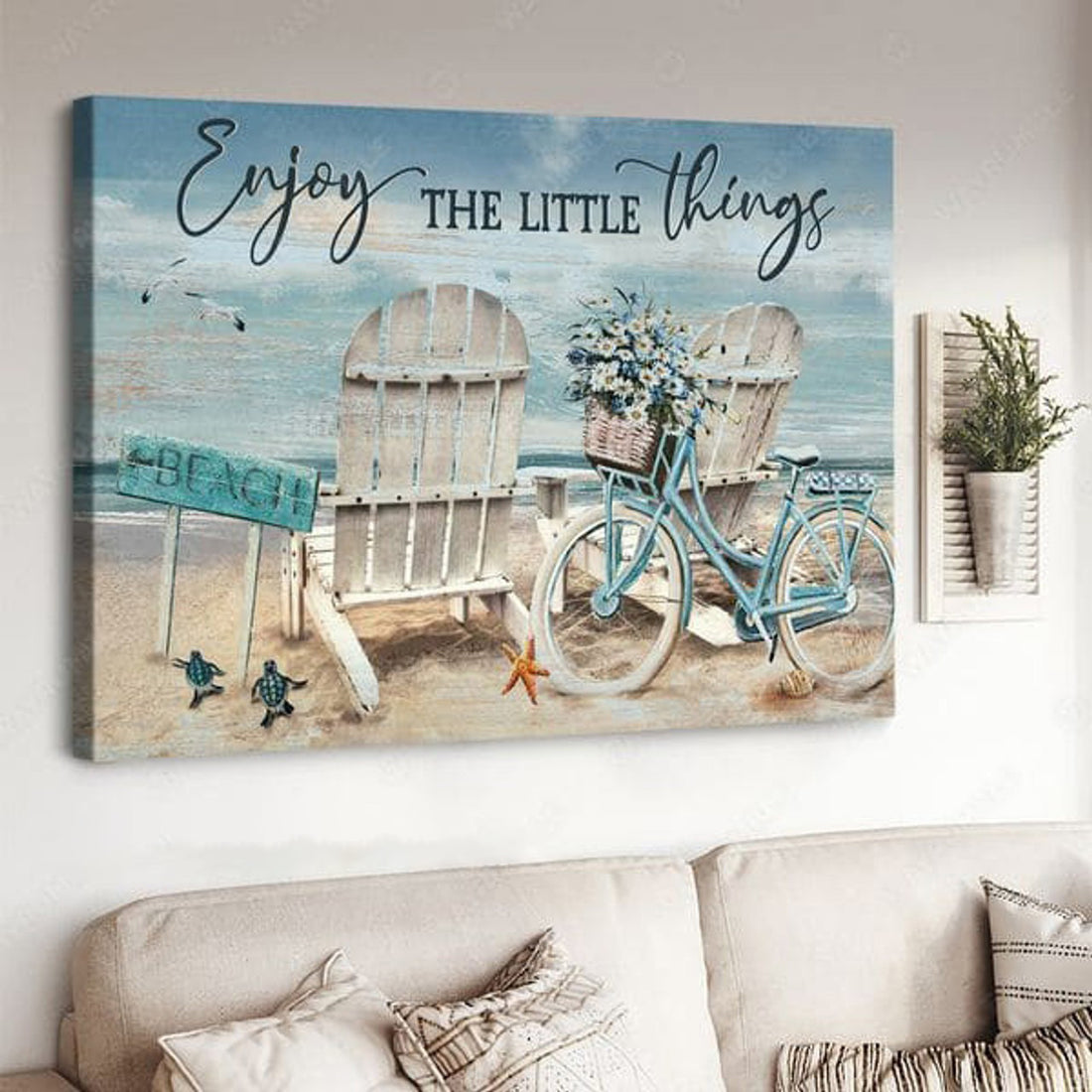 Enjoy The Little Things, Turtle Beach, Gift For Lover Poster and Canvas