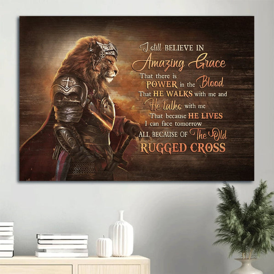 Esus Amazing Warrior King Of Kings Lion Drawing I Still Believe In Amazing Grace Canvas Wall Art - Christian Wall Decor