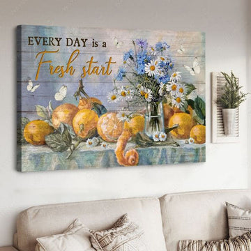 Every Day Is A Fresh Start, Poster Decor, Butterfly Flower Poster and Canvas