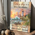 Every Day Is New Beginning Canvas - Sunset Lighthouse Canvas Posters - Christian Wall Posters - Religious Wall Decor