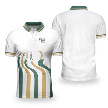 Evolution Of The Golf White Short Sleeve Polo Shirt, Let'S Par Tee Polo Shirt, Best Golf Shirt For Men