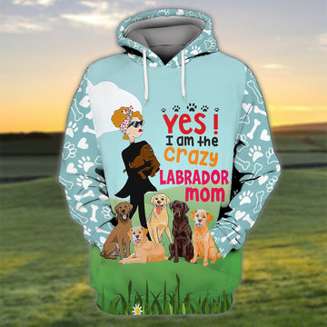 FUNSTUFFPRINT I'm The Crazy Labrador Mom 3D Shirt For Labrador Retriever Dog Lovers 3D Hoodie and Zip Hoodie