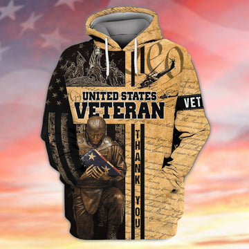 FUNSTUFFPRINT Thank You US Veteran 3D Hoodie and Zip Hoodie