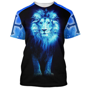FUNSTUFFPRINT Faith Is Seeing Light With Your Heart Lion Christian 3D T-shirt