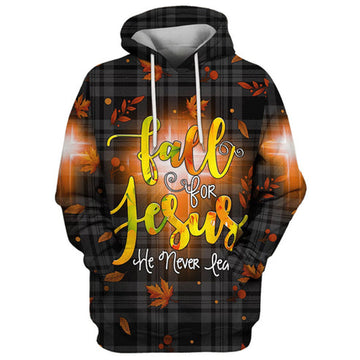 FUNSTUFFPRINT 3D Fall For Jesus He Never Leaves 3D Hoodie and Zip Hoodie