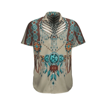 Native American Hawaiian shirts, Fantasy Native America Watercolor Design Hawaiian Shirt