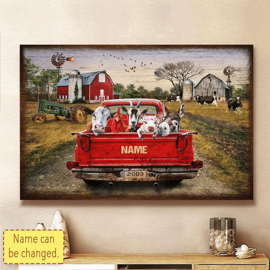 Custom Farmer Poster, Dairy Cow Pig Chiken Farm Truck, Farmer Gift Poster and Canvas