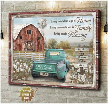 Custom Farmer Poster, Having Somewhere To Go Is Home Having Someone To Love Is Family Having Both Is Blessing Customized Personalized NAME Poster and Canvas