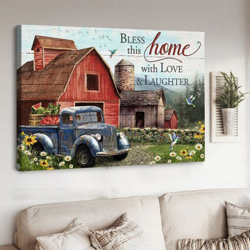 Farmers Poster, Bless This Home With Love And Laughter, Hummingbird Poster Poster and Canvas