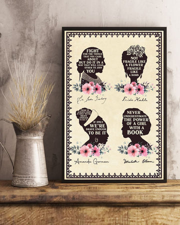 Feminist Poster, Fight For The Things Than You Care About, Ruth Bader Ginsburg, Frida Kahlo, Amanda Gorman, Michelle Obama Poster and Canvas