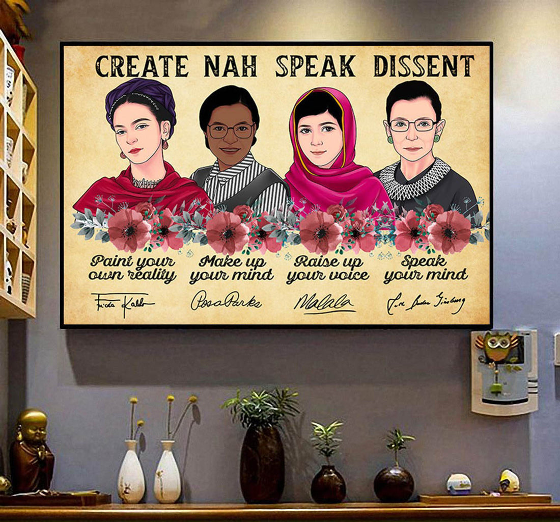 Feminist Poster, Pain Your Own Reality Make Up Your Mind Raise Up Your Voice Speak Your Mind Poster and Canvas