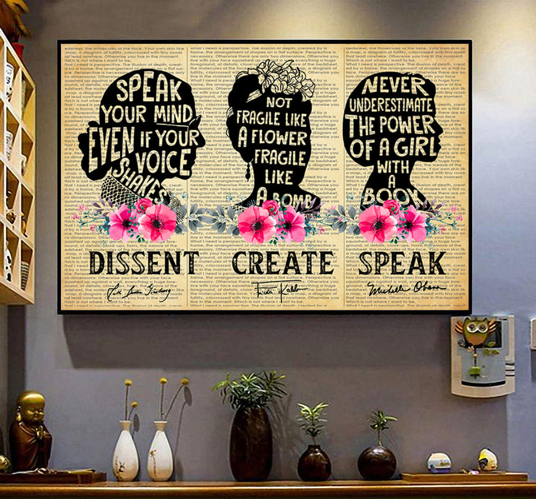 Feminist Poster, Strong Women Fight With Grace In Their Heart Kindness In Their Voice And Love In Their Soul Poster and Canvas