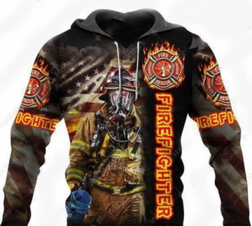 FUNSTUFFPRINT Firefighter 3D Hoodie Firefighter Fire Courage Rescue Honor 3D Hoodie and Zip Hoodie