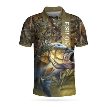 Fish On Yellow Men Polo Shirt, Fishing River Underneath Polo Shirt, Best Fishing Shirt For Men, Gift For Fishing Lovers