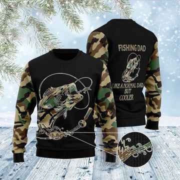 FUNSTUFFPRINT Fishing Dad Ugly Christmas Sweater, Christmas Sweater, Ugly Sweater, Funny Xmas Sweaters Ugly Sweater