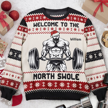 FUNSTUFFPRINT Custom Fitness Gymer Welcome To The North Swole Ugly Sweater