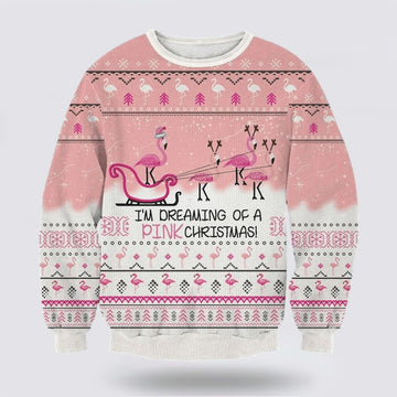 FUNSTUFFPRINT Flamingo Dream Ugly Christmas Sweater – Sweater Gifts For Pet Lover Ugly Sweater