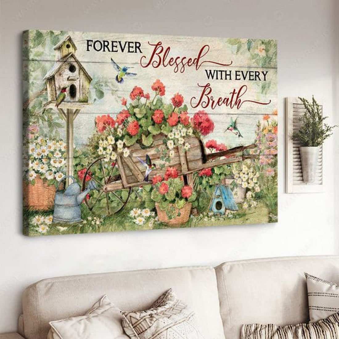 Forever Blessed, With Ever Breath, Hummingbird Poster Poster and Canvas