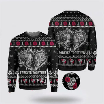FUNSTUFFPRINT Forever Together Unisex Ugly Christmas Sweater – Christmas Gifts For Frends Ugly Sweater