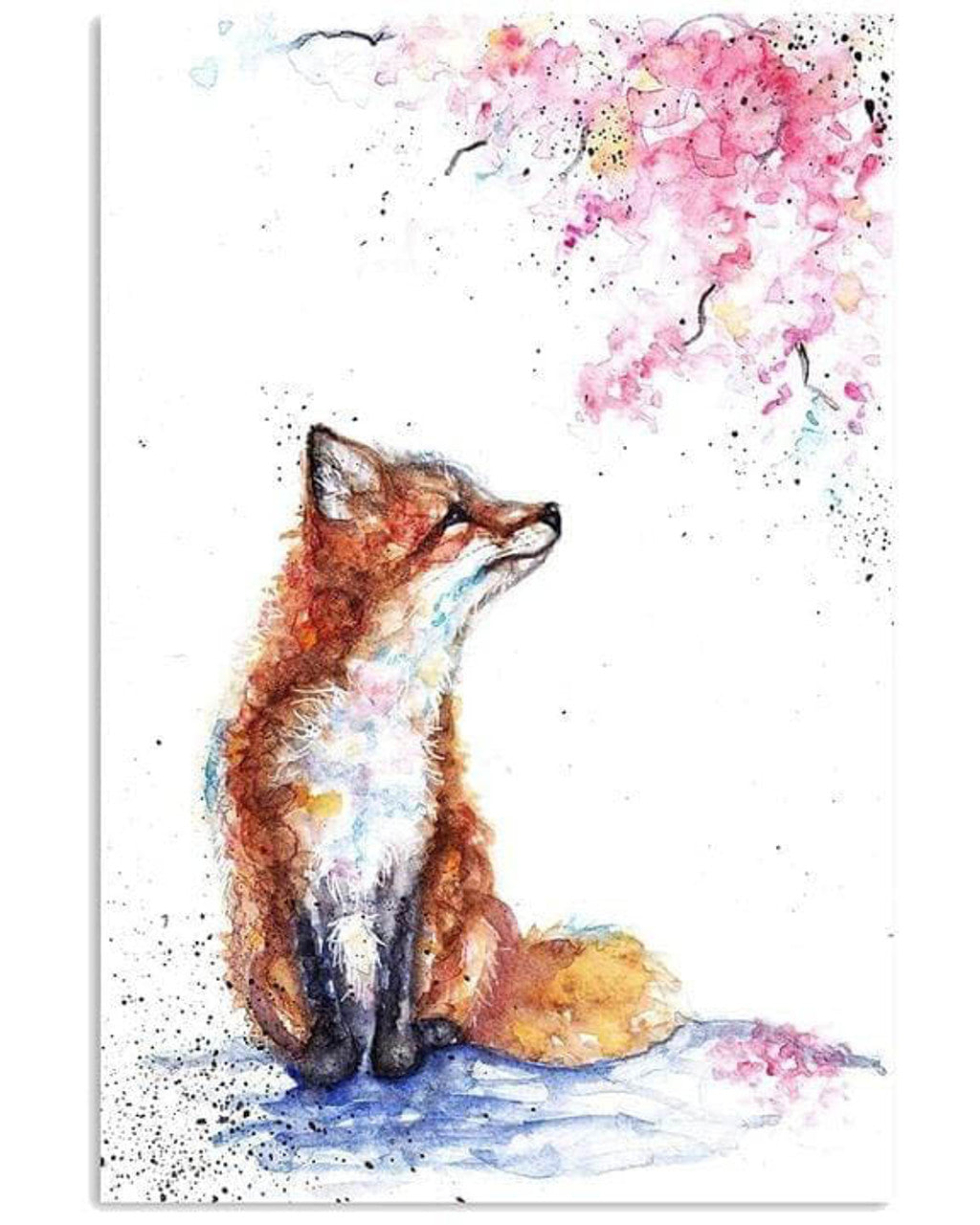 Fox Poster, Poster Decor, Colorful Fox Poster and Canvas