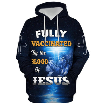 FUNSTUFFPRINT 3D Fully Vaccinated By The Blood Of Jesus Hoodie - Men & Women Christian 3D Hoodie and Zip Hoodie