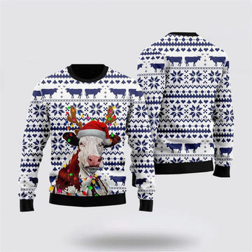 FUNSTUFFPRINT Funny Christmas Cow Ugly Christmas Sweater, Farm Sweater, Christmas Gift, Best Winter Outfit Christmas Ugly Sweater