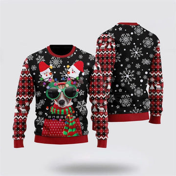 FUNSTUFFPRINT Funny Christmas Dog Snow Sky Ugly Christmas Sweater For Men And Women, Gift For Christmas, Best Winter Christmas Outfit Ugly Sweater