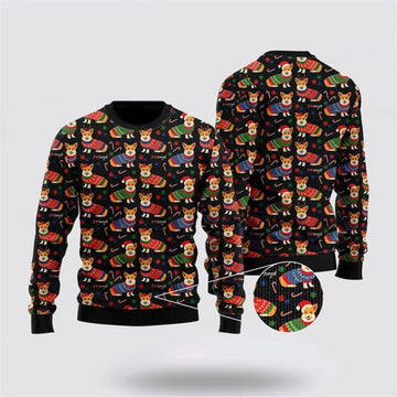 FUNSTUFFPRINT Funny Corgi Dog Lover Ugly Christmas Sweater For Men And Women, Gift For Christmas, Best Winter Christmas Outfit Ugly Sweater