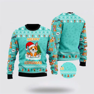 FUNSTUFFPRINT Funny Dog Merry Corgmas Christmas Ugly Christmas Sweater For Men And Women, Gift For Christmas, Best Winter Christmas Outfit Ugly Sweater