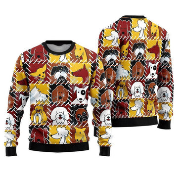FUNSTUFFPRINT Funny Dog Sad Face Christmas Ugly Christmas Sweater For Men And Women, Gift For Christmas, Best Winter Christmas Outfit Ugly Sweater