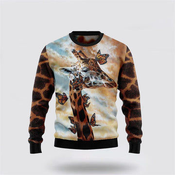 FUNSTUFFPRINT Funny Giraffe Ugly Christmas Sweater – Gifts For Pet Lover Ugly Sweater
