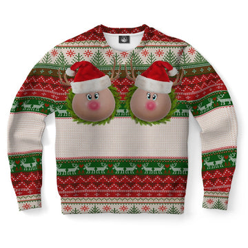 FUNSTUFFPRINT Funny Naughty Reindeer Ugly Christmas Sweater, Christmas Sweater, Ugly Sweater, Funny Xmas Sweaters Ugly Sweater