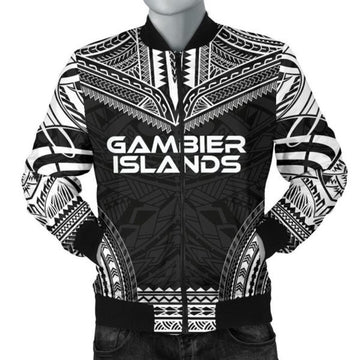 FUNSTUFFPRINT Gambier Islands Polynesian Chief Men's Bomber Jacket - Black Version - Bomber Jacket