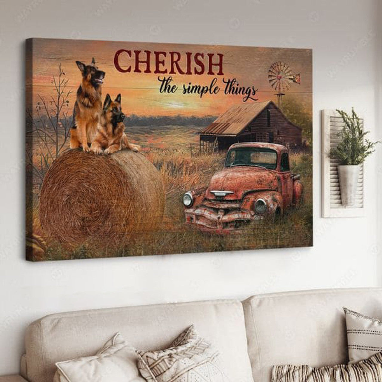 German Shepherd Dog, Cherish The Simple Things Poster and Canvas