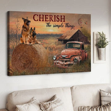 German Shepherd Dog, Cherish The Simple Things Poster and Canvas
