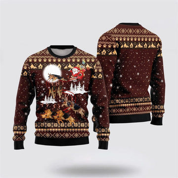 FUNSTUFFPRINT German Shepherd Dog Reindeers Car Ugly Christmas Sweater For Men And Women, Gift For Christmas, Best Winter Christmas Outfit Ugly Sweater