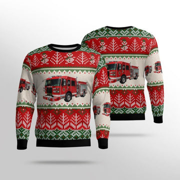 FUNSTUFFPRINT Get Festive With Ohio Columbus Division Of Fire Ugly Christmas Sweater – Christmas Gifts For Firefighters Ugly Sweater