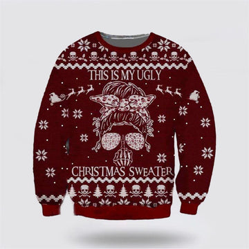FUNSTUFFPRINT Get Festive With the Skull Ugly Christmas Sweater – Christmas Gifts For Frends Ugly Sweater