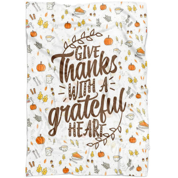 FUNSTUFFPRINT Give Thanks With A Grateful Heart 2 Fleece Blanket - Christian Blanket - Bible Verse Blanket