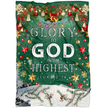 FUNSTUFFPRINT Glory To God In The Highest Christmas Fleece Blanket - Christian Blanket - Bible Verse Blanket