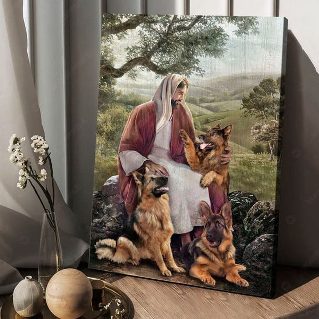 God And Dog, German Shepherd, Dog Lover Poster and Canvas