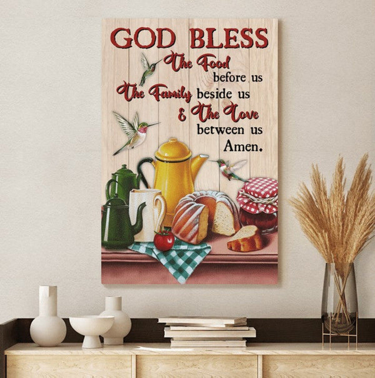 God Bless The Food Before Us Jesus Canvas Posters - Christian Wall Posters - Religious Wall Decor