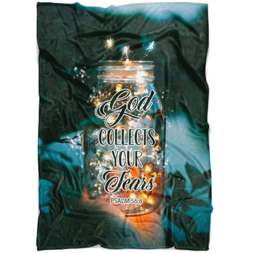 FUNSTUFFPRINT God Collects Your Tears Psalm 56 8 Fleece Blanket - Christian Blanket - Bible Verse Blanket