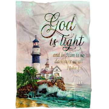 FUNSTUFFPRINT God Is Light 1 John 15 Kjv Fleece Blanket - Christian Blanket - Bible Verse Blanket