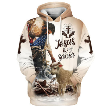 FUNSTUFFPRINT God Lamb Crown Of Thorn Jesus Is My Savior Hoodies Jesus Hoodie Men & Women Christian 3D Hoodie and Zip Hoodie