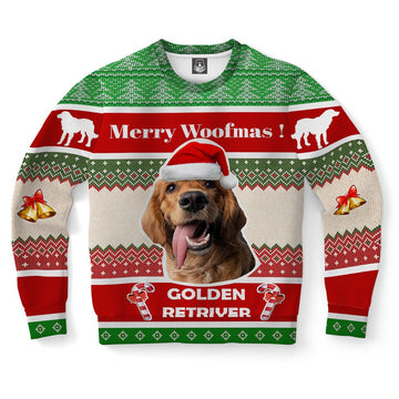 FUNSTUFFPRINT Golden Retriever Dog Ugly Christmas Sweater, Christmas Sweater, Ugly Sweater, Funny Xmas Sweaters Ugly Sweater