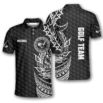 Custom Golf Pattern Tribal Black Version Custom Golf Polo Shirts for Men