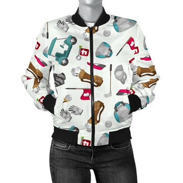 FUNSTUFFPRINT Golf Print Pattern Women Casual 3D Bomber Jacket