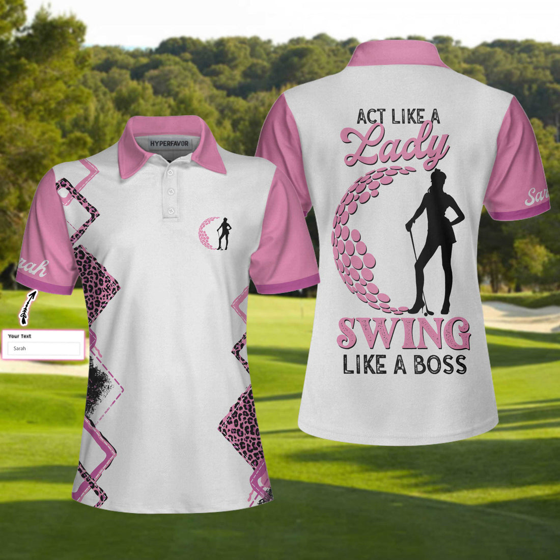 Custom Personalized Leopard Pattern Women Polo Shirt, Golf Act Like A Lady Custom Women Short Sleeve Shirt With Sayings, Best Golf Shirt For Golfers