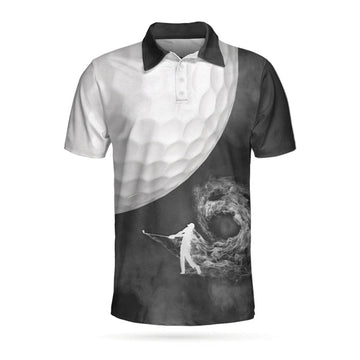 Golf Ball And Golfer With Smoke Golf Polo Shirt, Smoke Golf Player Polo Shirt, Best Golf Shirt For Men
